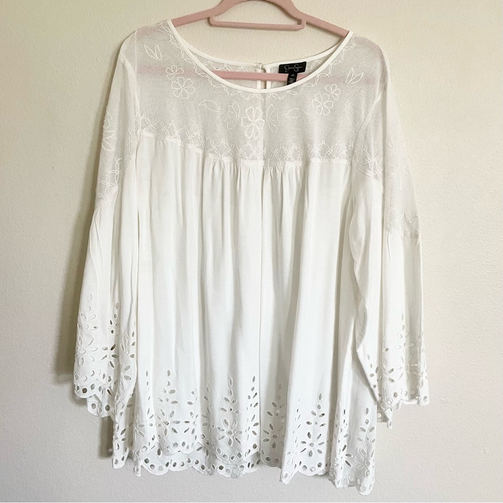 Jessica Simpson White Embellished Blouse Relaxed Fit